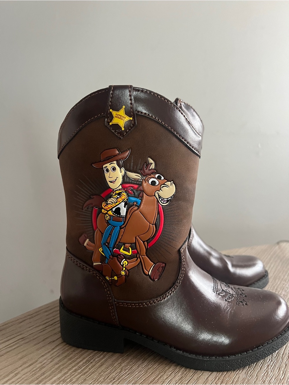 Kids Brown Cowboy Boot with Sheriff Badge and Toy Story Character - Picture 5 of 6